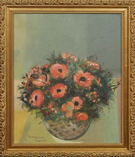 Althea Dodson Tanner (1919-2014, New Orleans), "Still Life of Poppies," 20th c., oil on canvas, signed lower left, presented in a gilt frame, H.- 11 1