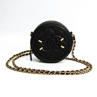Chanel Filigree Chain Clutch AP0365 Women's Caviar Leather Clutch Bag,Shoulder Bag Black