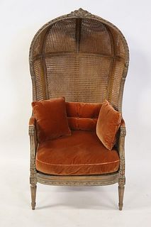 Antique French Louis XVI Style Caned Porter Chair