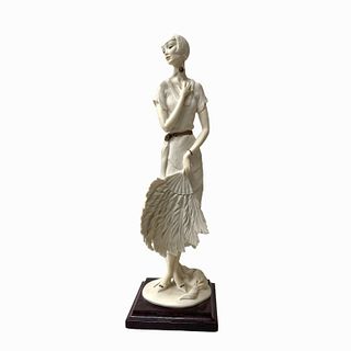 Giuseppe Armani Lady Sculpture with Feather Fan