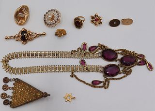 JEWELRY. Assorted Grouping of Gold & Costume