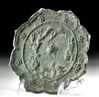 Chinese Tang Dynasty Leaded Bronze Mirror w/ Lobes