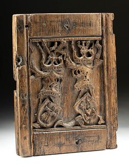 16th C. English Wood Panel w/ Coat of Arms