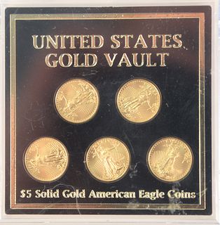 Five Gold Eagles, 1/10 oz. each.