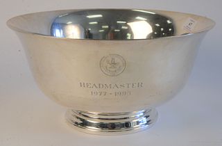 Large Lunt Sterling Paul Revere style bowl, diameter 14 inches, height 7-1/4 inches, 74.4 t. oz.