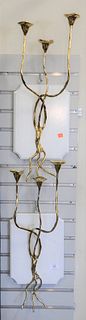 Pair of Modernists Brass Sconces, height 26 inches.