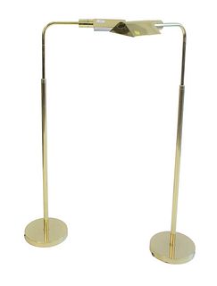 Pair of Mendizabal Adjustable Brass Floor Lamps.