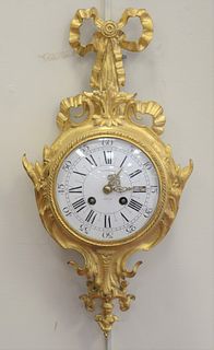 Tiffany & Company Gilt Bronze Louis XV Style Clock, enameled dial marked Tiffany & Company and marked France, height 17 inches.