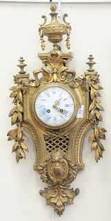 Louis XV Style Brass Wall Clock, with porcelain dial, height 26 inches.