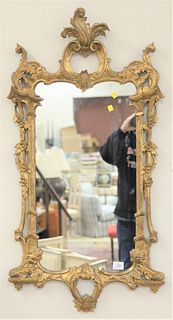 Chinese Chippendale Style Mirror, with gilt carved frame, Decorative Arts label on back, 43" x 22".
