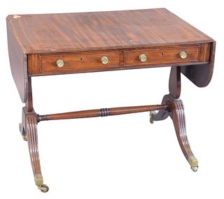George IV Mahogany Sofa Table, on four downswept members, height 28 inches, top 24 3/4" x 35".