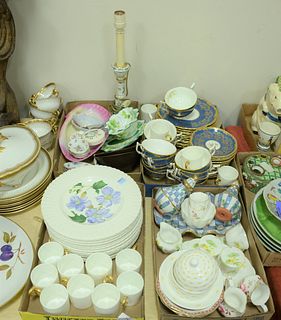 Four Tray Lots, to include Coalport and Royal Cauldon "King's Pattern"; Royal Cauldon floral plates; Coalport tea cups; Shelly cup saucer, mustard pot