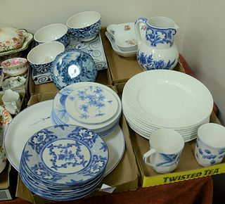 Four Tray Lots, to include 8 Tiffany "Weave" dinner plates; Royal Copenhagen bowls; Ralph Lauren bowl; Tiffany & Company blue and white box; Limoges "