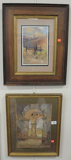 Two Framed Italian Landscapes, one by Henry P. Spaulding; the other by William Alister Macdonald, each signed lower left, watercolor on paper, sight s