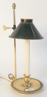 Small Brass Bouillotte Table Lamp, with adjustable tole shade.