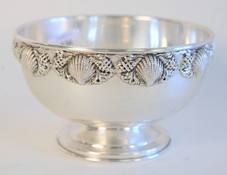 Topazio Sterling Silver Bowl, Portuguese sterling silver bowl, with molded shell border, marked on foot. height: 4" diameter: 6 1/4" 12 Toz