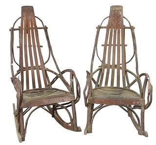 Pair of Adirondack Style Rocking Chairs, height 45 inches.