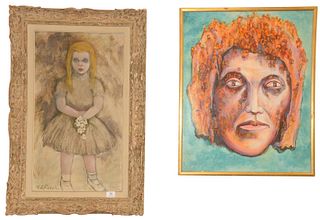 Group of Three Framed Nathan Reich Portraits, each acrylic on Masonite, each signed, largest 30" x 24".