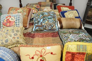 Sixteen Piece Lot of Pillows, to include beadwork, needlework, and beaded panel.