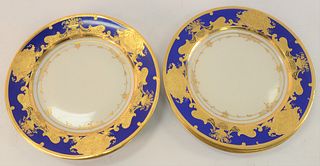Set of Six Dresden Service Plates, with high-relief gold and cobalt blue border, marked Rosenthal Dresden Saxony, diameter 10 1/4 inches.