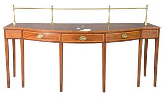 George IV Style Mahogany Sideboard, with brass rail, probably made up of old elements, height 36 inches, width 88 1/2 inches, depth 32 inches.