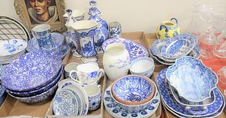 Eight Box Lots, to include 5 spatterware bowls; 5 Delftware urns; along with blue and white porcelain mugs.