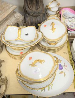 Porcelain Dinnerware Lot, to include 8 Royal Doulton dinner and dessert plates, 8 Royal Doulton saucers; 6 Royal Doulton tea cups; 2 Limoge covered se