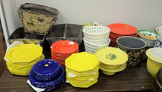 Large Table Lot, to include 13 red Baldelli salad plates; 12 red Baldelli dinner plates; 14 yellow Baldelli salad plates; 12 yellow Baldelli dinner pl