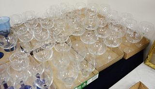 Six Tray Lots of Crystal, to include 6 oversized red wine glasses; 12 red wine; 11 white wine, in the same pattern; 4 goblets; along with 14 thick ste