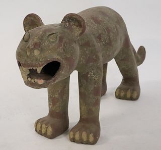 Antique Carved Wood Polychrome Animal