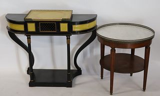 Antique Leathertop Console Together With