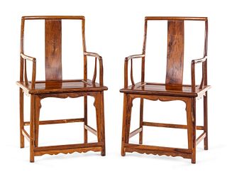 A Pair of Huanghuali Continuous-Back Arm Chairs, Nanguanmaoyi