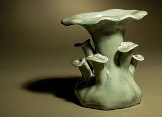 A Celadon Glazed Porcelain ‘Lingzhi’ Cache Pot