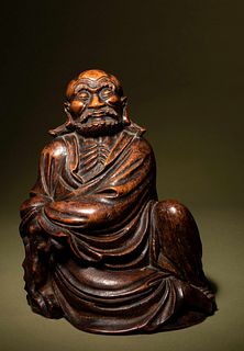 A Carved Bamboo Figure of Damo