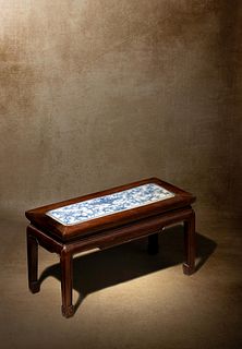 A Blue and White Porcelain Inset Diminutive Altar Table