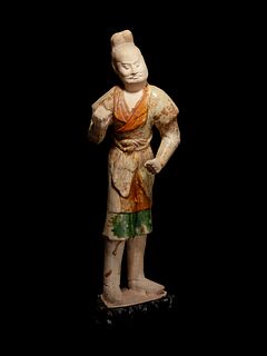 A Sancai Glazed Pottery Figure of a Standing Groom
