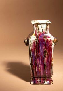 A Flambé Porcelain Fanghu Vase