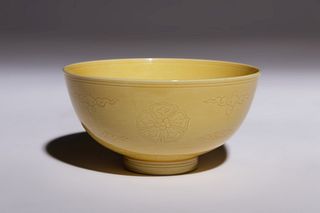 An Incised Yellow Glazed Porcelain Bowl