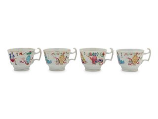 A Set of Four Famille Rose Porcelain Cups