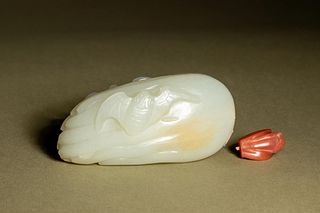A White Jade 'Bat and Citron' Snuff Bottle