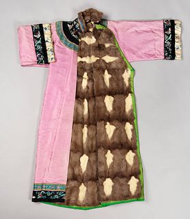 A Fur Lined and Embroidered Silk Ladies' Robe