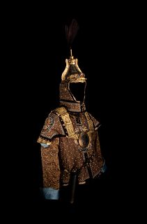 An Imperial Gilt Bronze and Iron Helmet and Partial Set of Armor