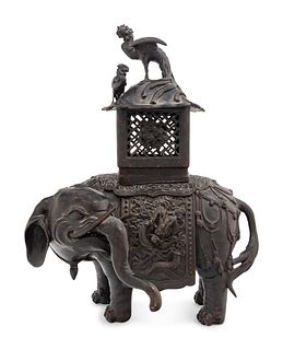 A Bronze Elephant-Form Incense Burner