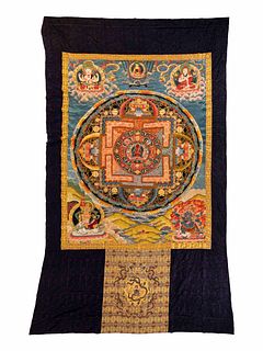 A Sino-Tibetan Embroidered Silk Thangka