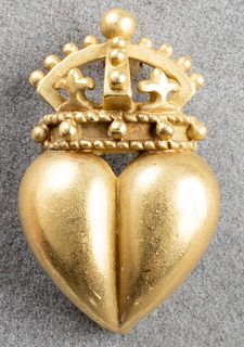 Barry Kieselstein-Cord 18K Gold Crowned Heart Pin