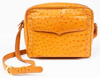 Lana Marks Tan Ostrich Leather Handbag