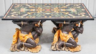 Italian Scagliola Table with Blackamoor Figures