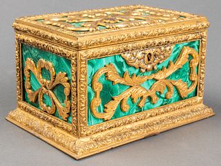 Russian Neoclassical Style Ormolu & Malachite Box