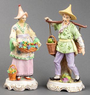 Sitzendorf Porcelain Chinoiserie Figures, Pair
