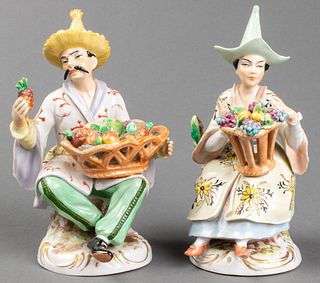 Sitzendorf Porcelain Chinoiserie Figures, Pair